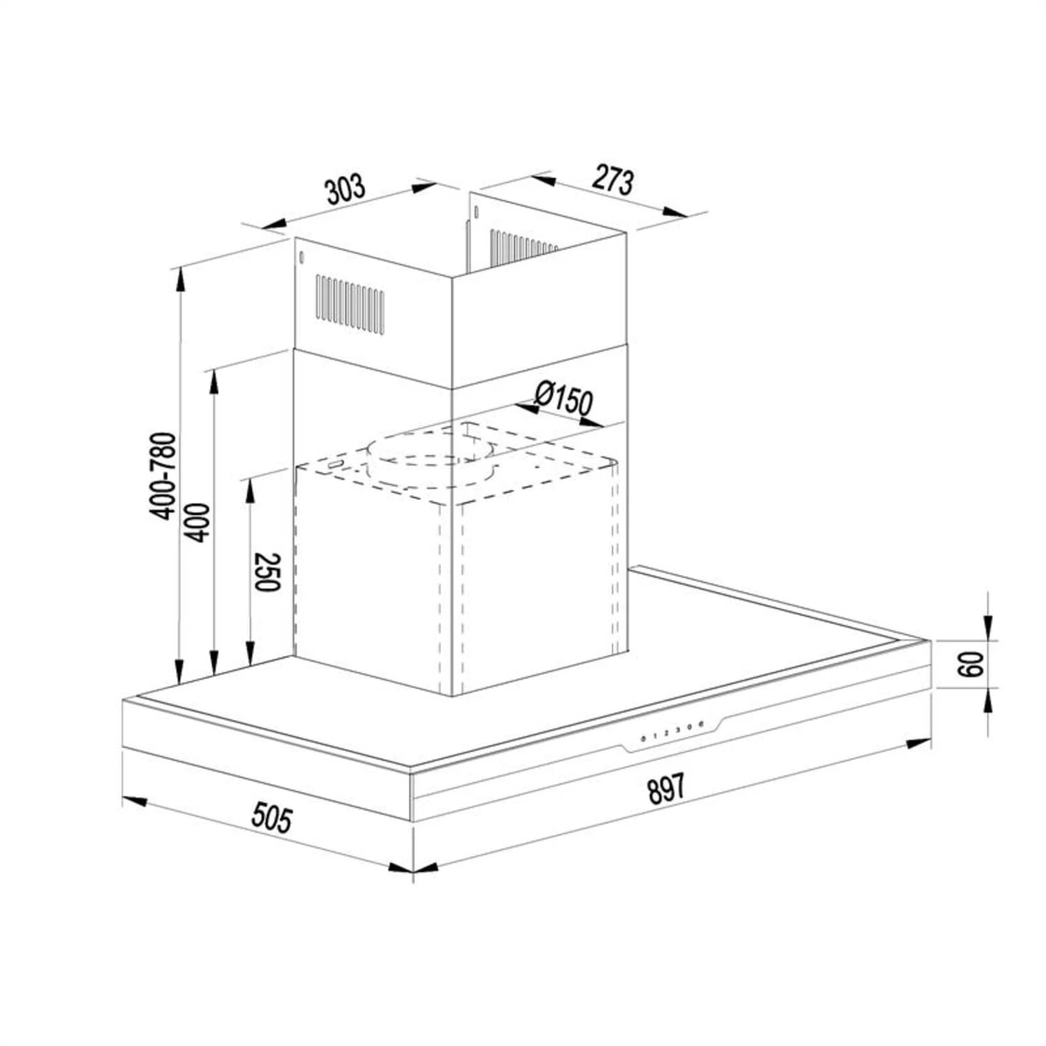 Finessa Dunstabzugshaube Umluftset 90cm 635 M³/h 2 Aktivkohlefilter 10 Finessa Dunstabzugshaube Umluftset 90cm 635 M³/h 2 Aktivkohlefilter - Image 8