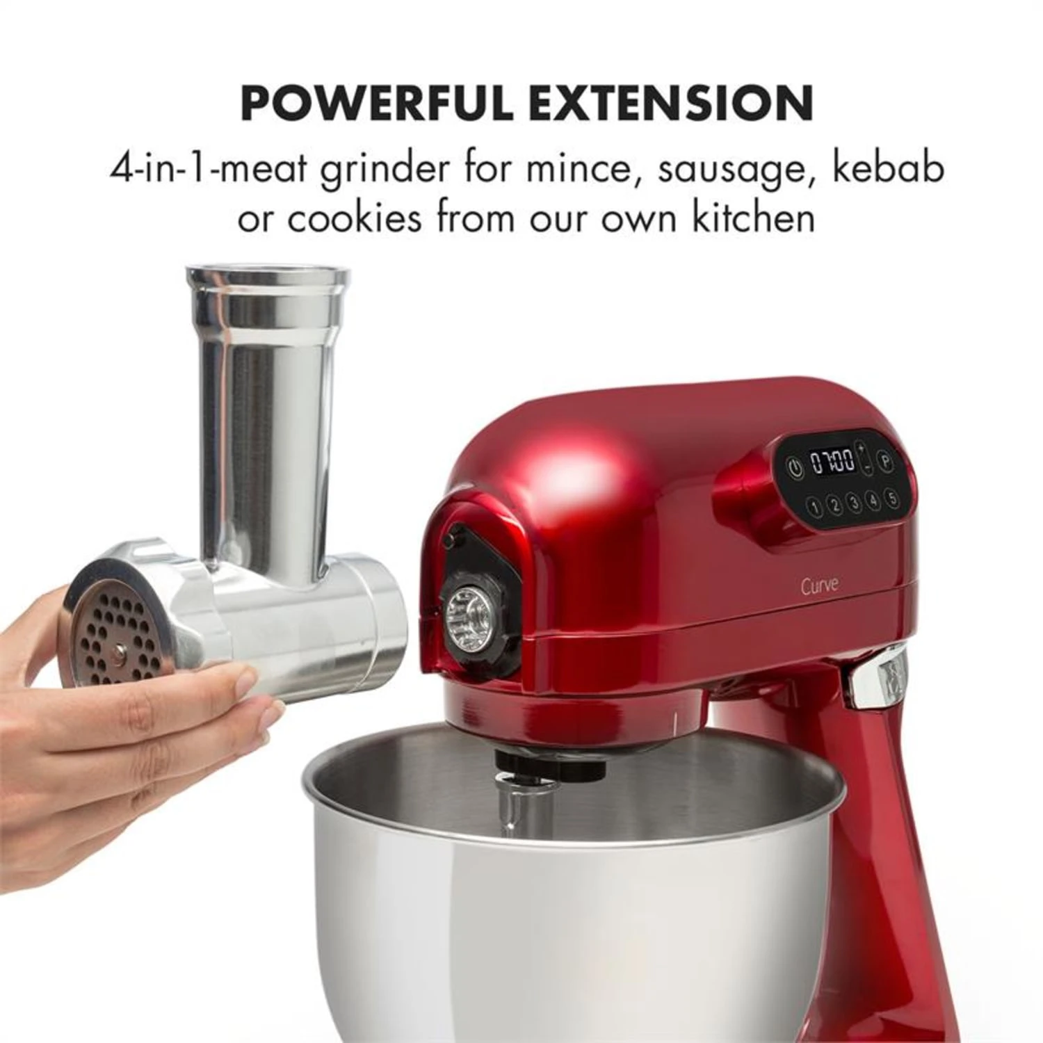 Curve Plus Küchenmaschinen-Set | 5l | 4-in-1 Fleischwolf | Rot - Image 6