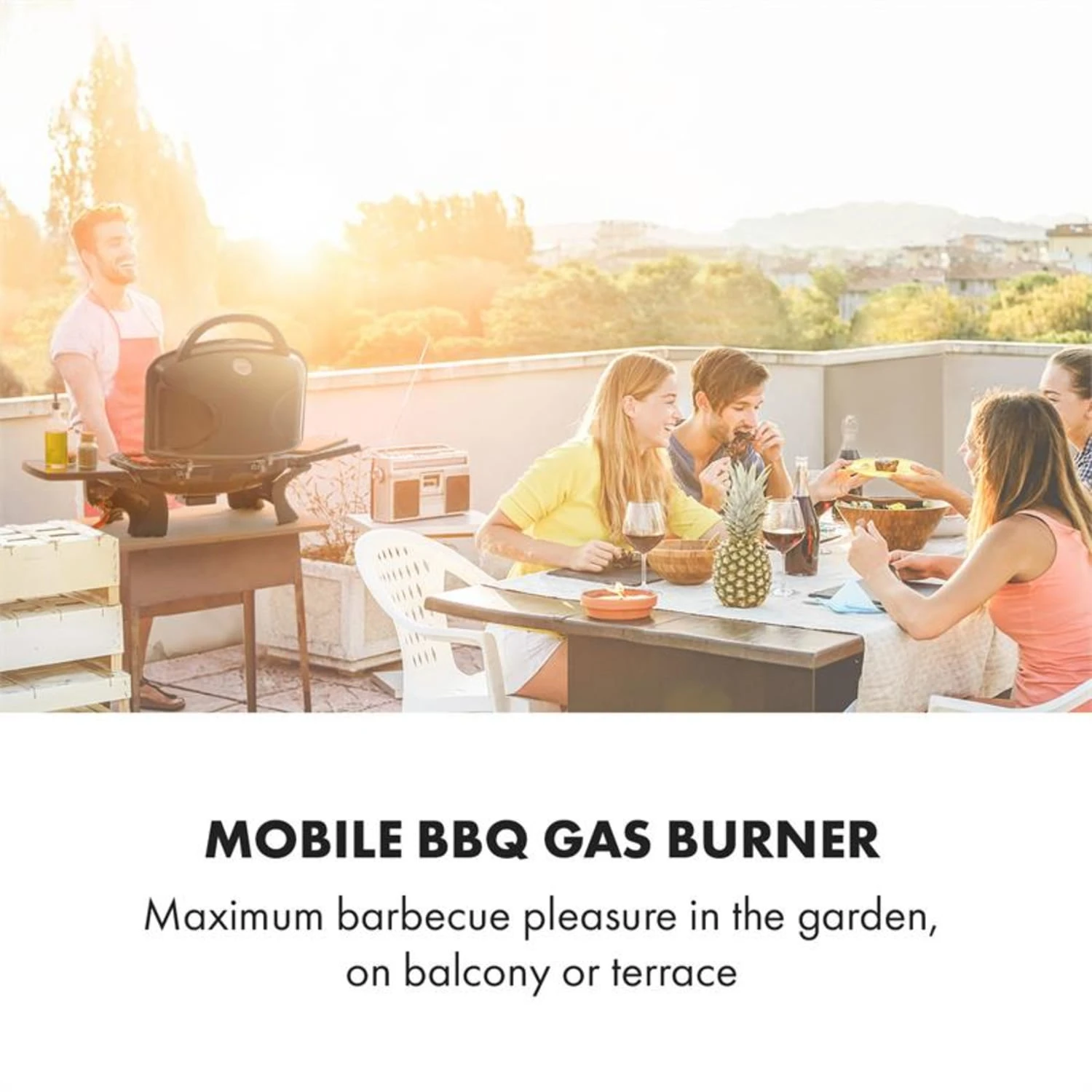 Parforce One Gasgrill 3,5kW 12000BTU Grilltisch Gasschlauch Schwarz – Bild 2