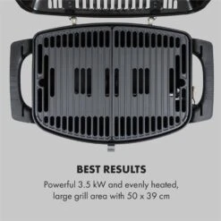 Parforce One Gasgrill 3,5kW 12000BTU Grilltisch Gasschlauch Schwarz -Haushaltsgeräte Förderung 60002431 yy 0003 logo Klarstein Parforce One Gasgrill 12000BTU schwarz