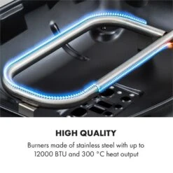 Parforce One Gasgrill 3,5kW 12000BTU Grilltisch Gasschlauch Schwarz -Haushaltsgeräte Förderung 60002431 yy 0005 logo Klarstein Parforce One Gasgrill 12000BTU schwarz