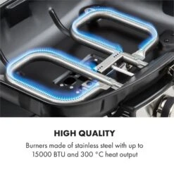 Parforce Duo Gasgrill 2 Brenner 4,4kW 15000BTU Gasschlauch Schwarz -Haushaltsgeräte Förderung 60002433 yy 0005 logo Klarstein Parforce Duo Gasgrill 2 Brenner schwarz